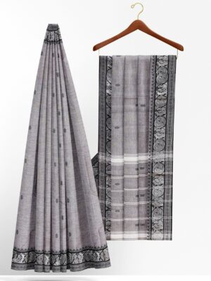 Grey saree with black border