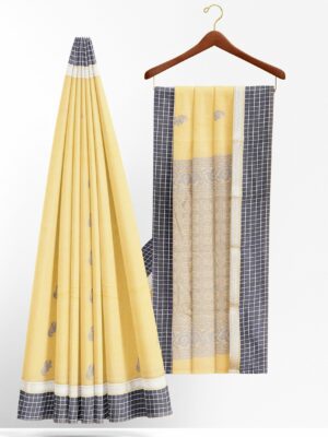 Half white saree with grey border