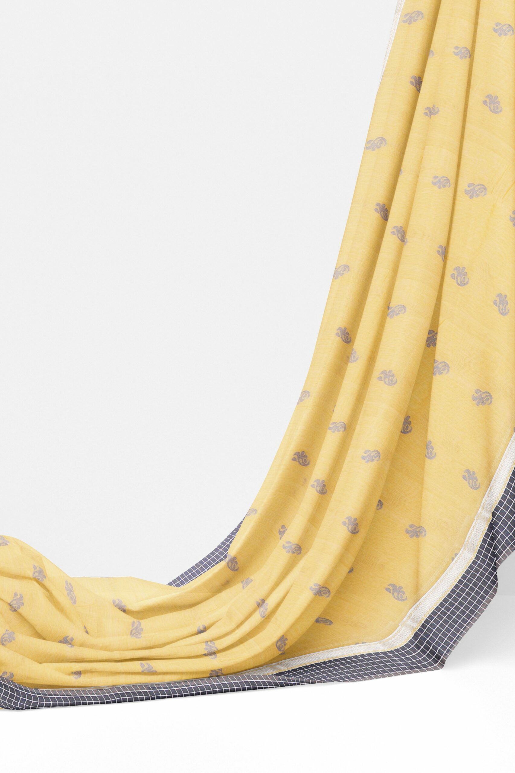 Half white saree with grey border - Image 3