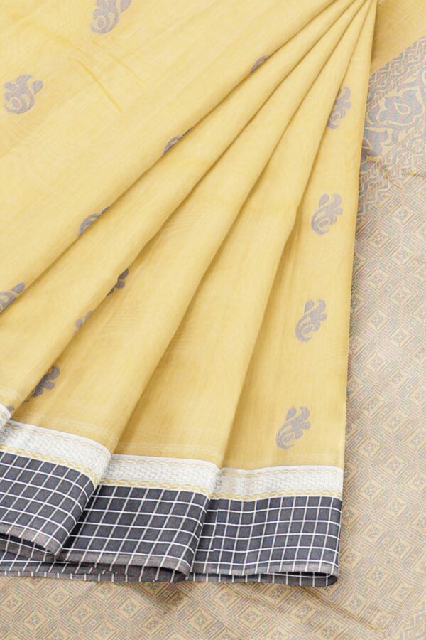 Half white saree with grey border - Image 6