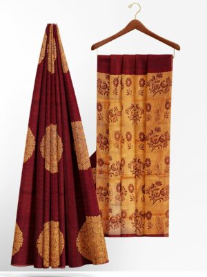 Maroon saree with maroon border