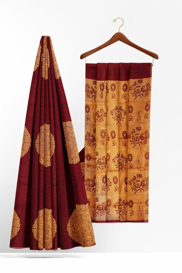 Maroon saree with maroon border