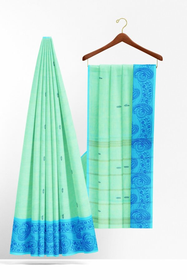 Mint Green saree with blue border