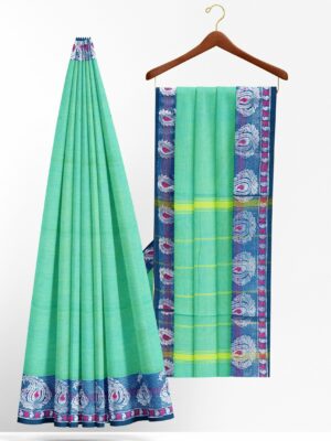 Mint Green saree with blue border