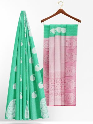 Mint Green saree with mint green border