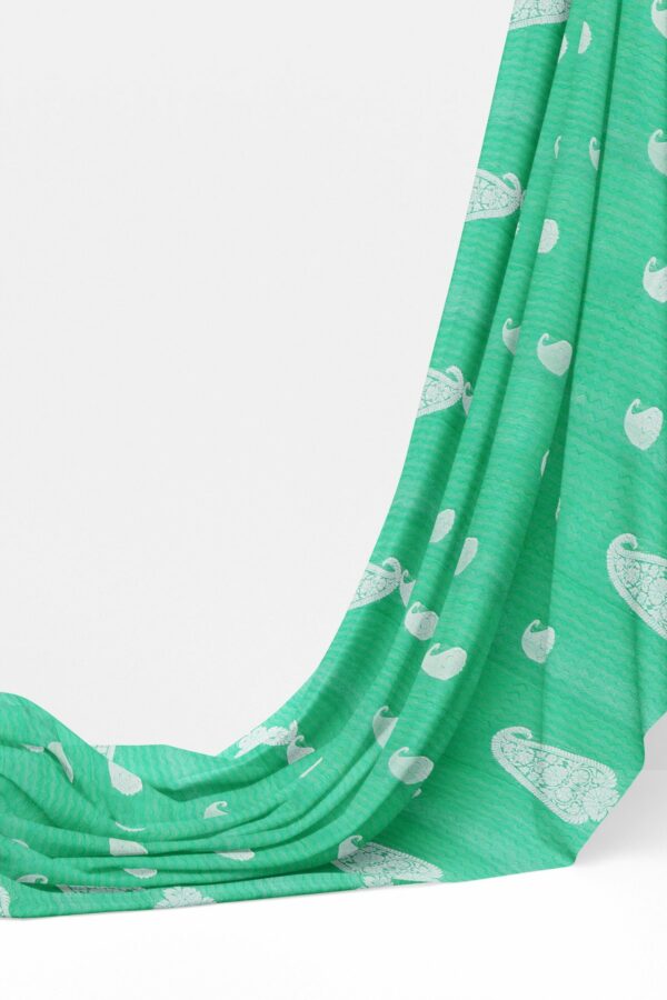 Mint Green saree with mint green border - Image 3