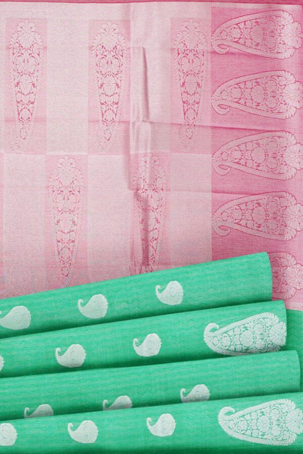 Mint Green saree with mint green border - Image 4