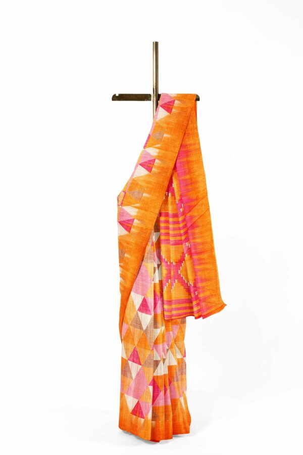 Orange design saree with orange border - Image 2