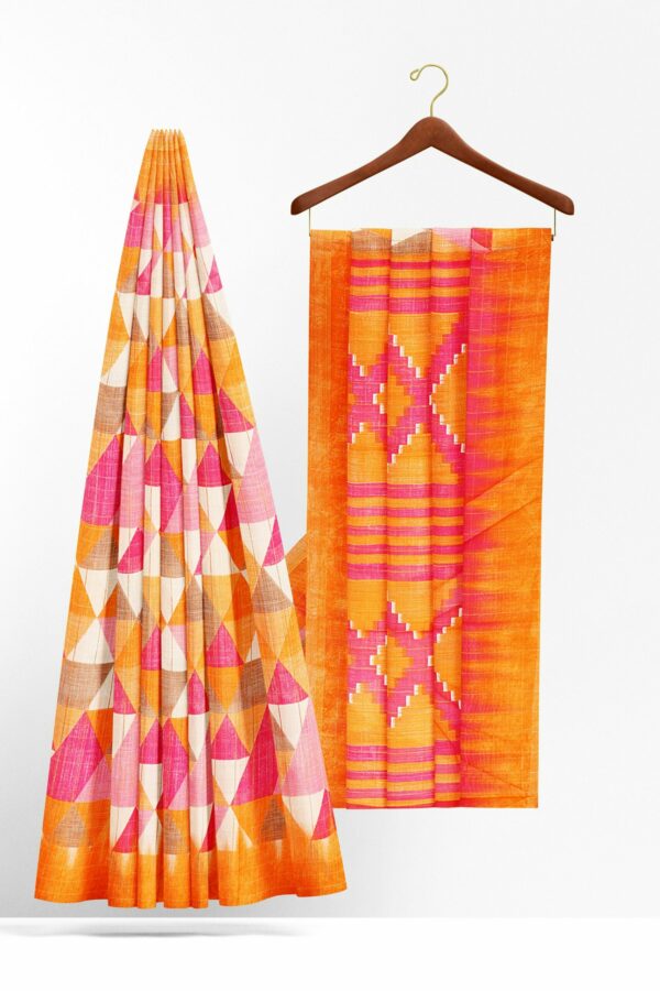 Orange design saree with orange border