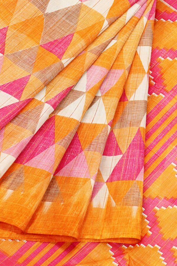Orange design saree with orange border - Image 6
