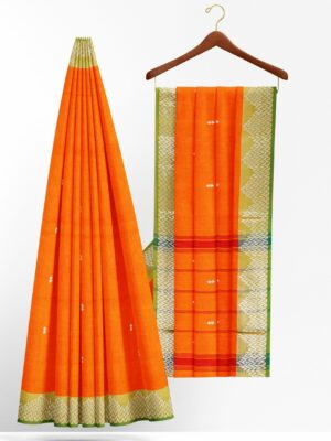 Orange Saree with green border