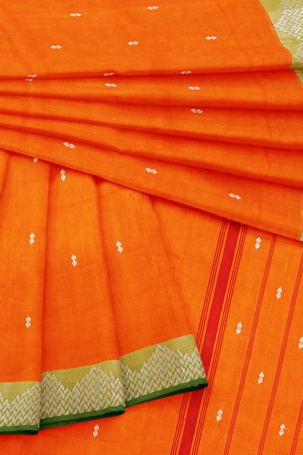 Orange Saree with green border - Image 5