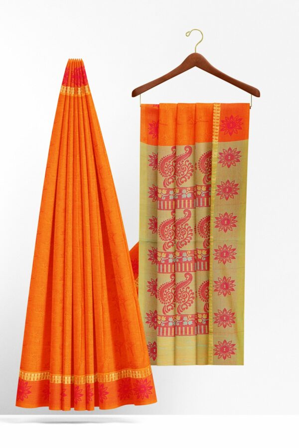 Orange Saree with orange border