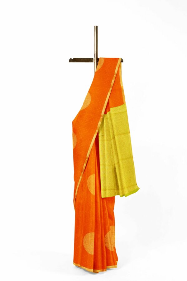 Orange Saree with orange border - Image 2
