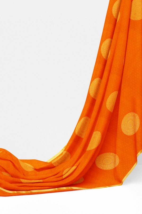 Orange Saree with orange border - Image 3