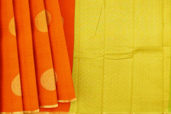 Orange Saree with orange border - Image 4
