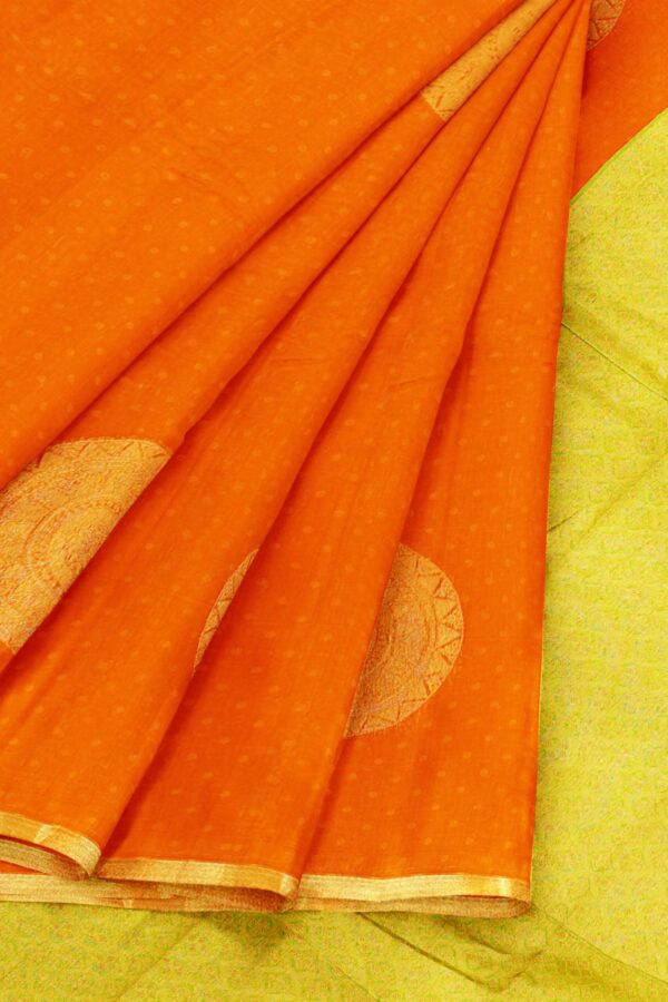 Orange Saree with orange border - Image 6