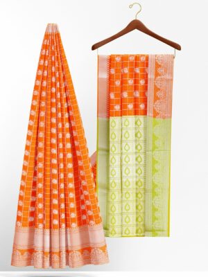 Orange Saree with Silver border