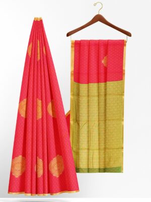 Pink saree with golden border