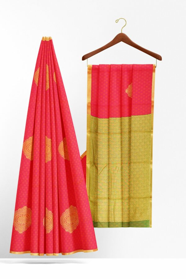 Pink saree with golden border