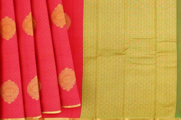 Pink saree with golden border - Image 4
