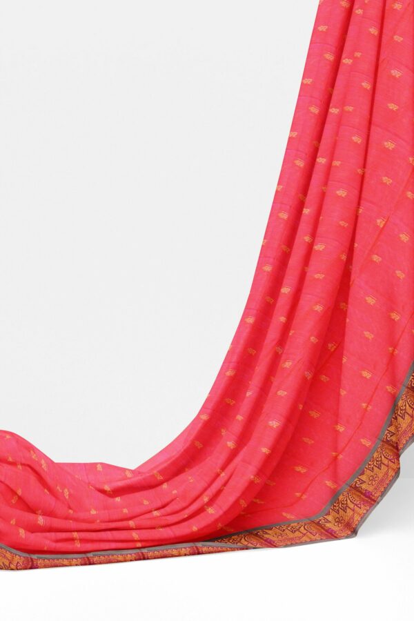 Pink saree with grey border - Image 3
