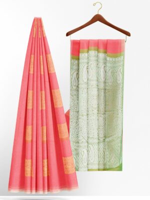 Pink saree with pink border