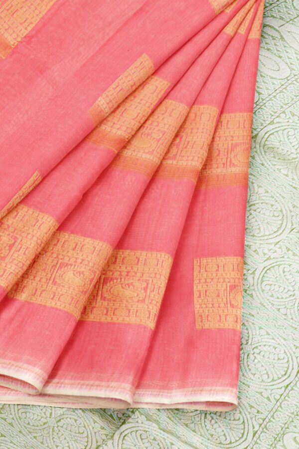 Pink saree with pink border - Image 6