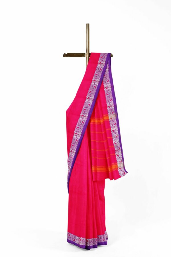 Pink Saree with Purple border - Image 2