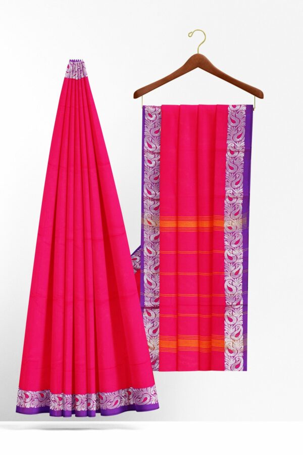 Pink Saree with Purple border
