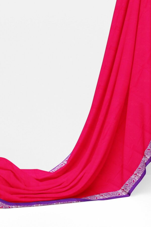 Pink Saree with Purple border - Image 3