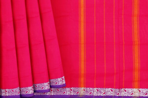 Pink Saree with Purple border - Image 4