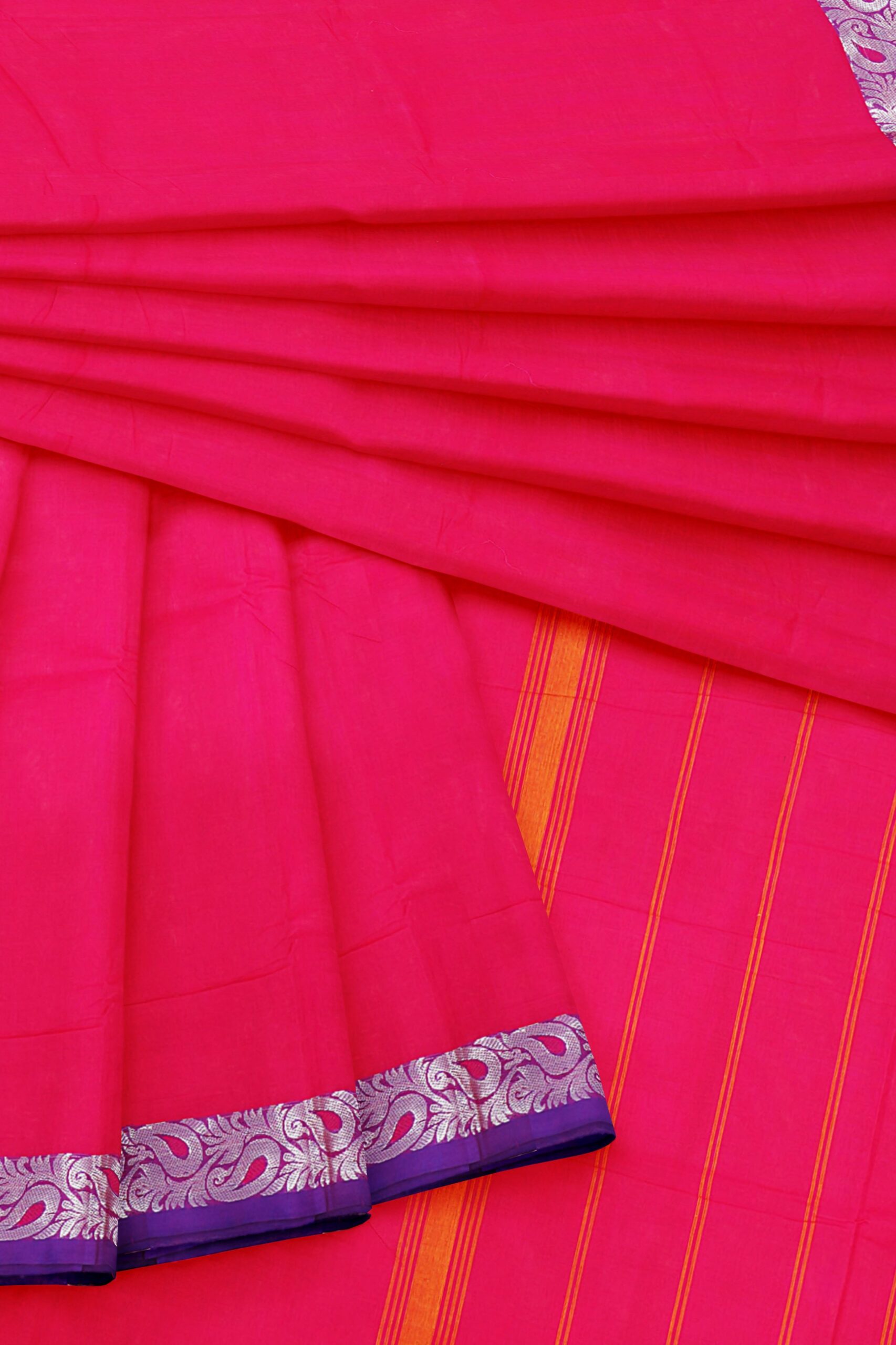 Pink Saree with Purple border - Image 5