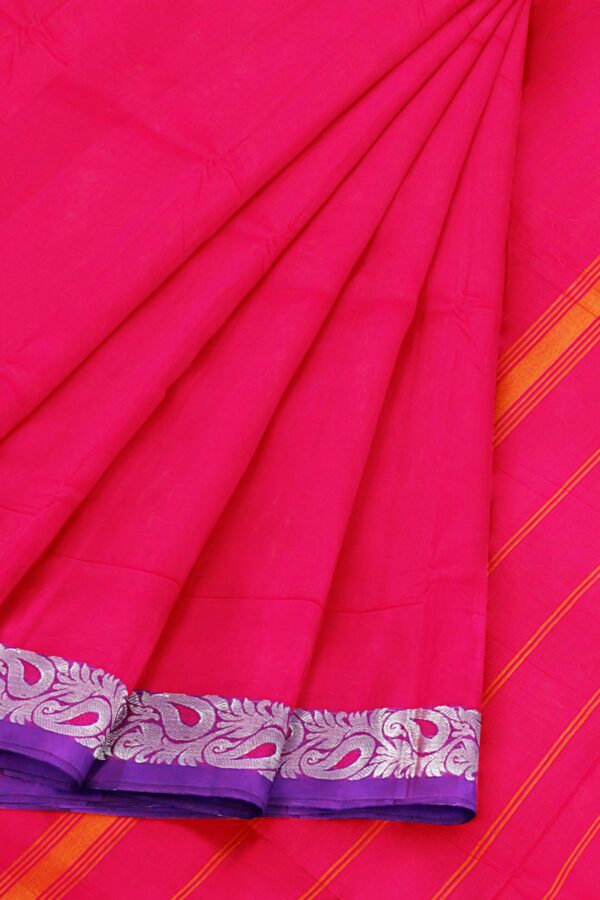 Pink Saree with Purple border - Image 6