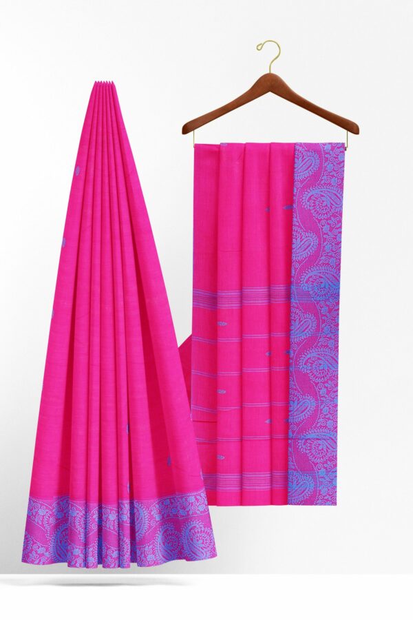 Pink Saree with Purple border