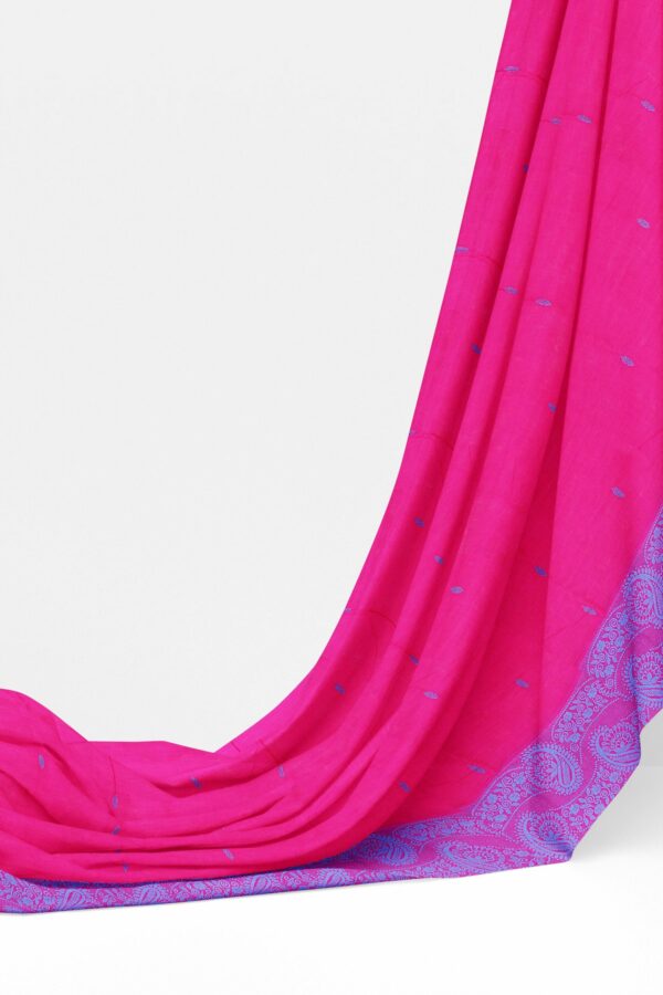 Pink Saree with Purple border - Image 3
