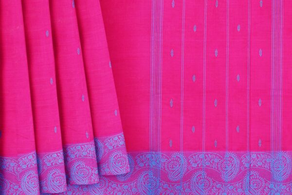 Pink Saree with Purple border - Image 4