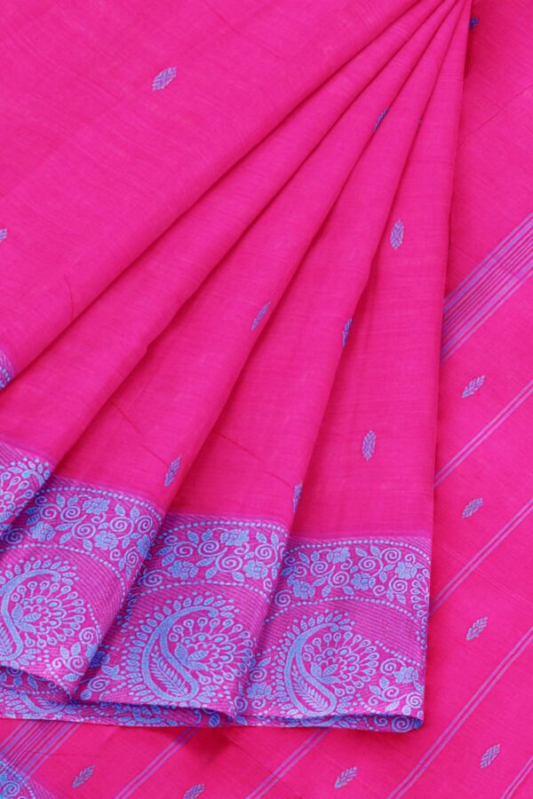 Pink Saree with Purple border - Image 6