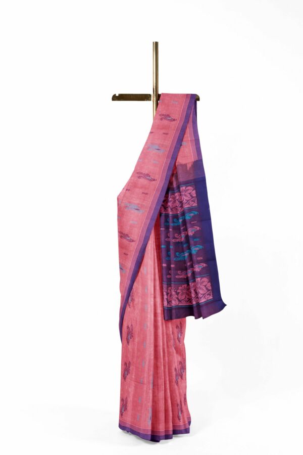 Pink Saree with Purple border - Image 2