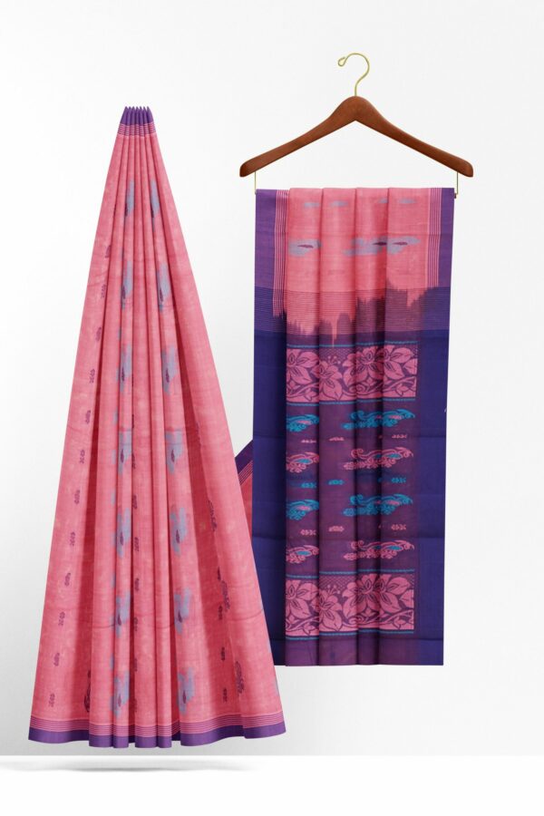 Pink Saree with Purple border