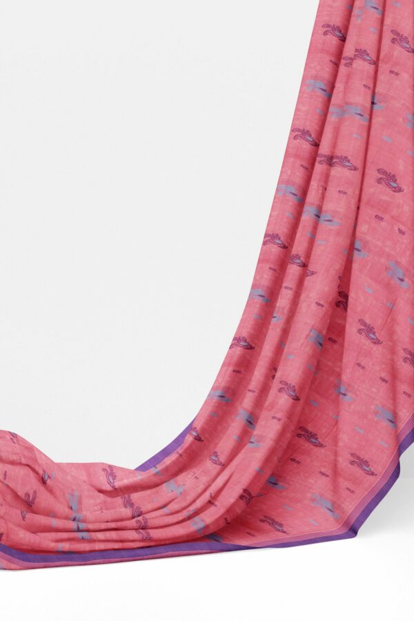 Pink Saree with Purple border - Image 3