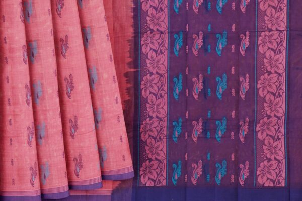 Pink Saree with Purple border - Image 4