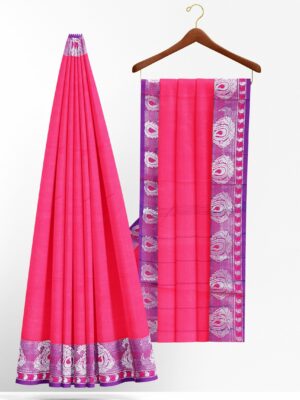 Pink Saree with Purple border