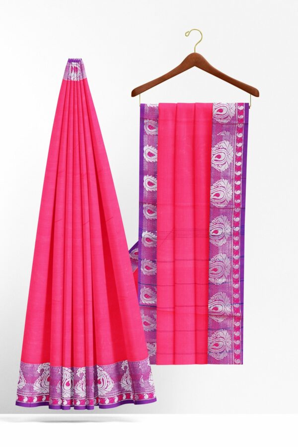 Pink Saree with Purple border