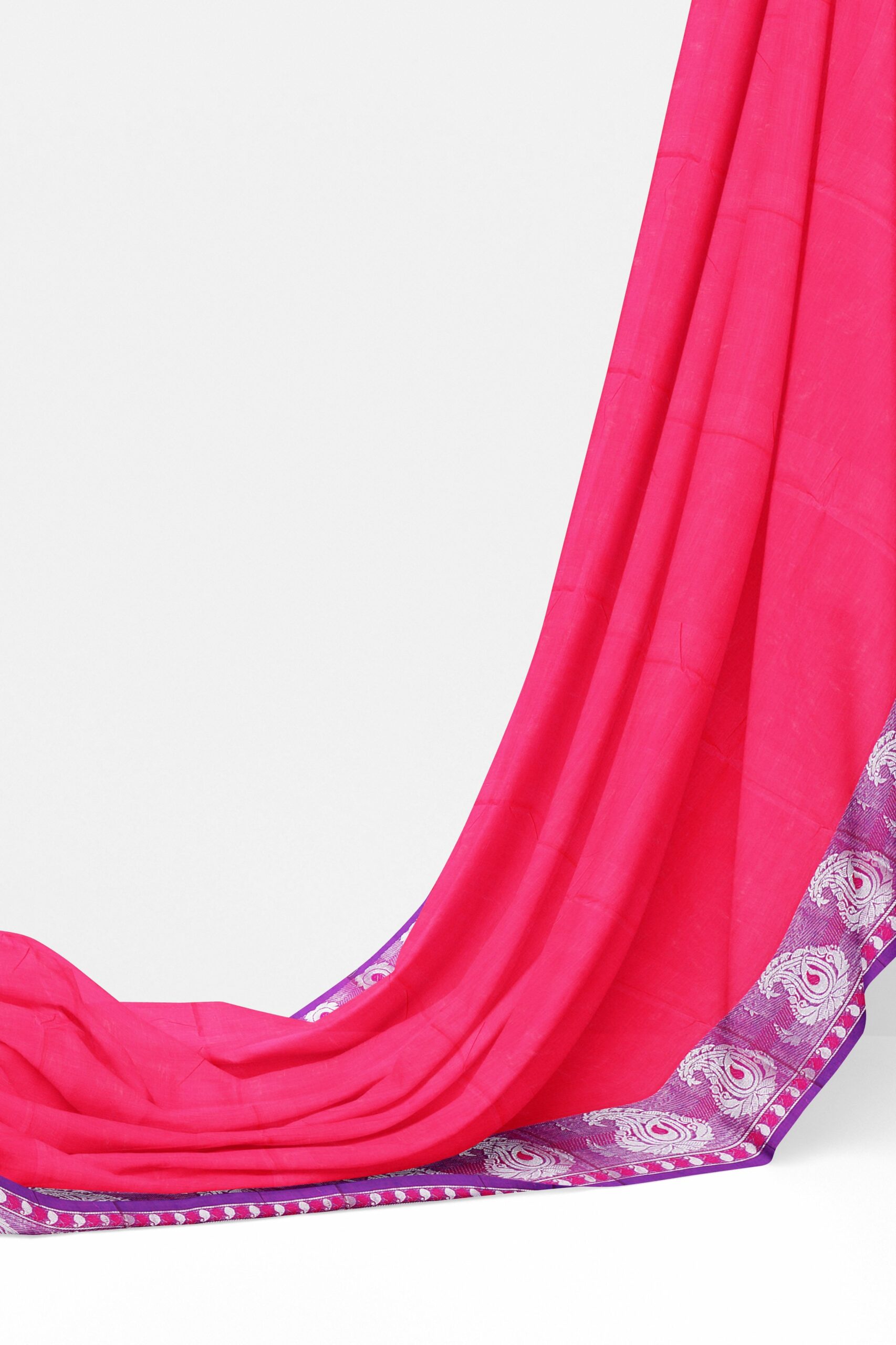 Pink Saree with Purple border - Image 3