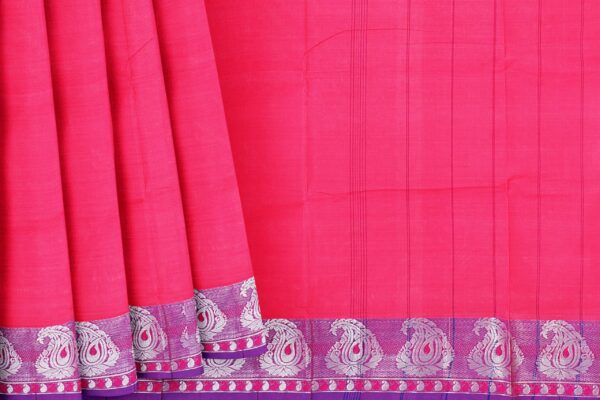 Pink Saree with Purple border - Image 4