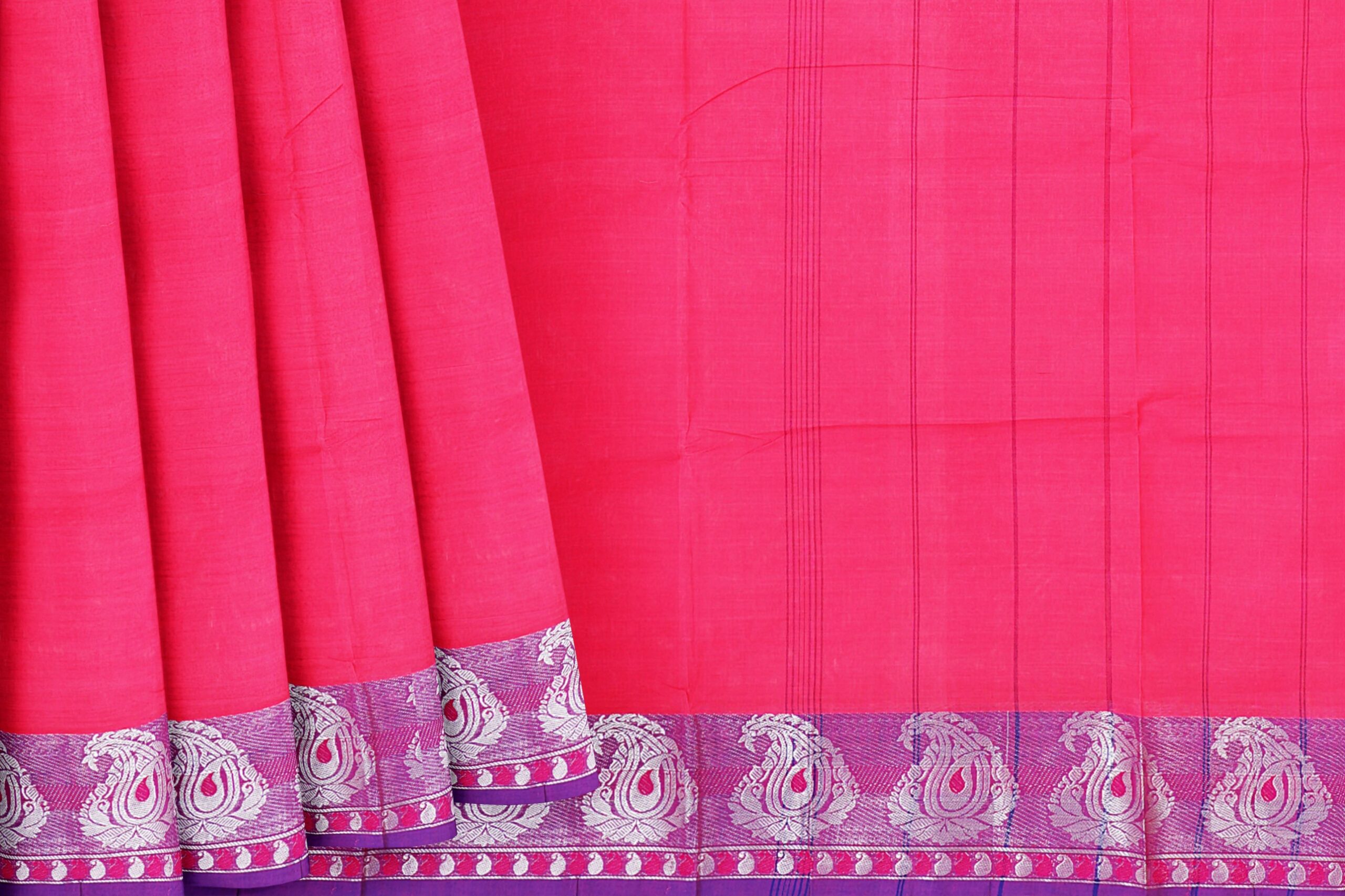 Pink Saree with Purple border - Image 4