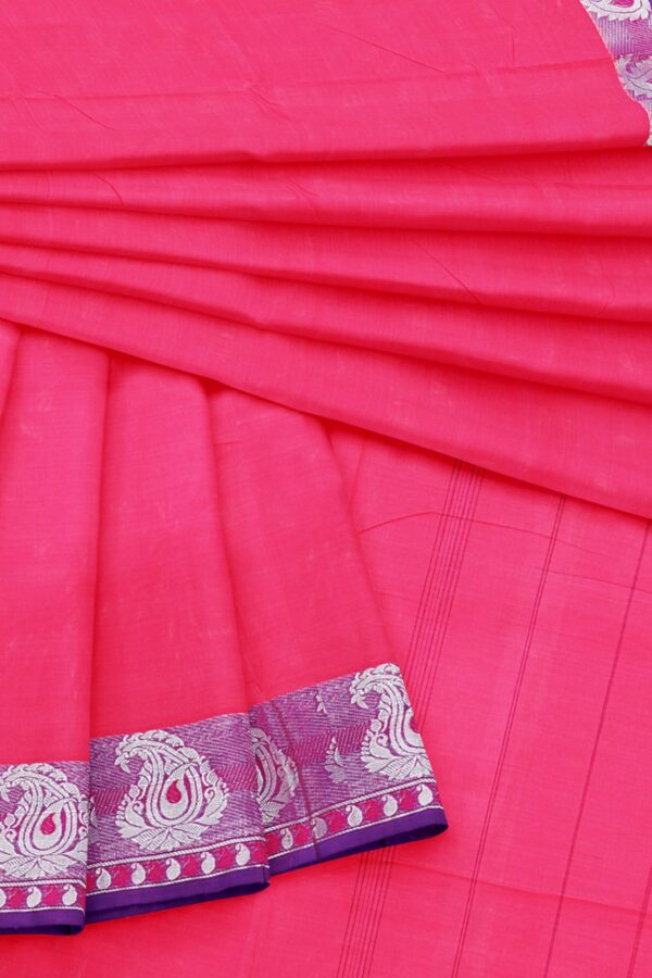Pink Saree with Purple border - Image 5