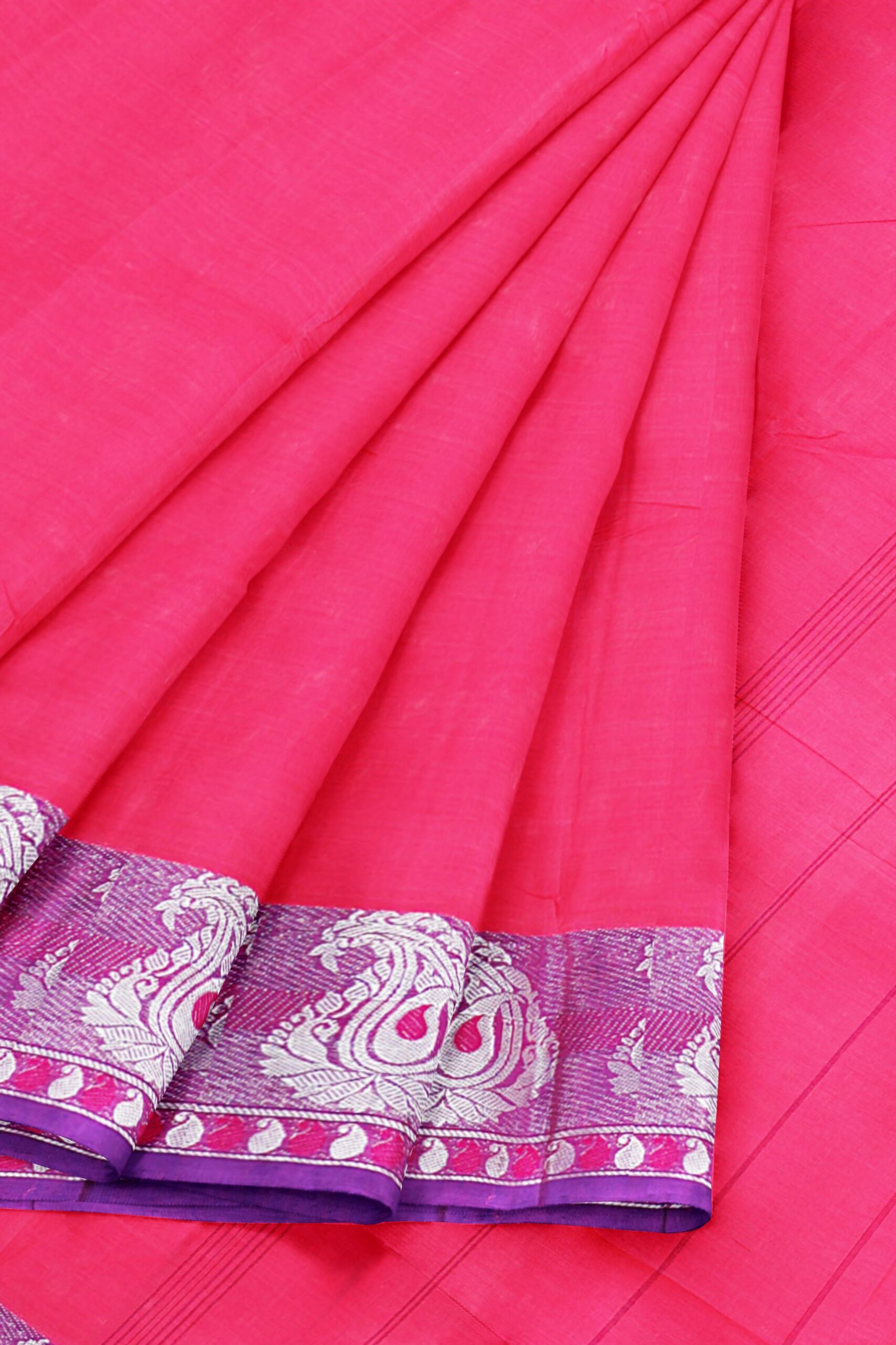 Pink Saree with Purple border - Image 6
