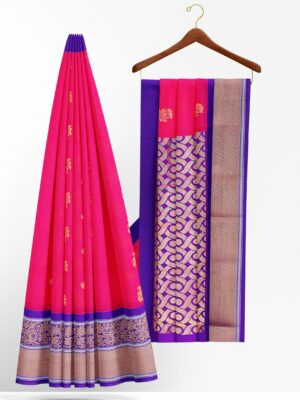 Pink Saree with Purple border
